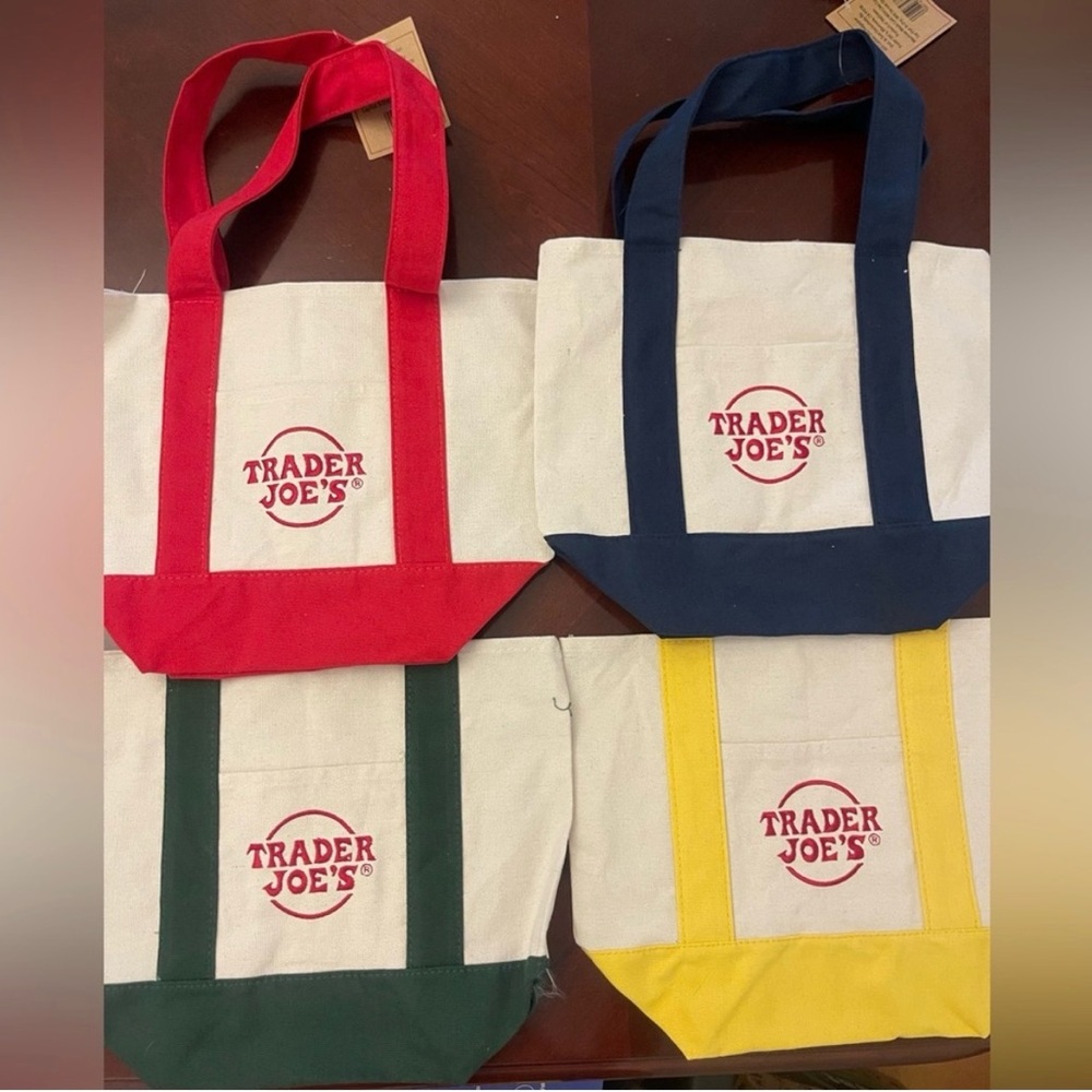 Canvas Tote Bag Set - Red, Blue, Green, Yellow